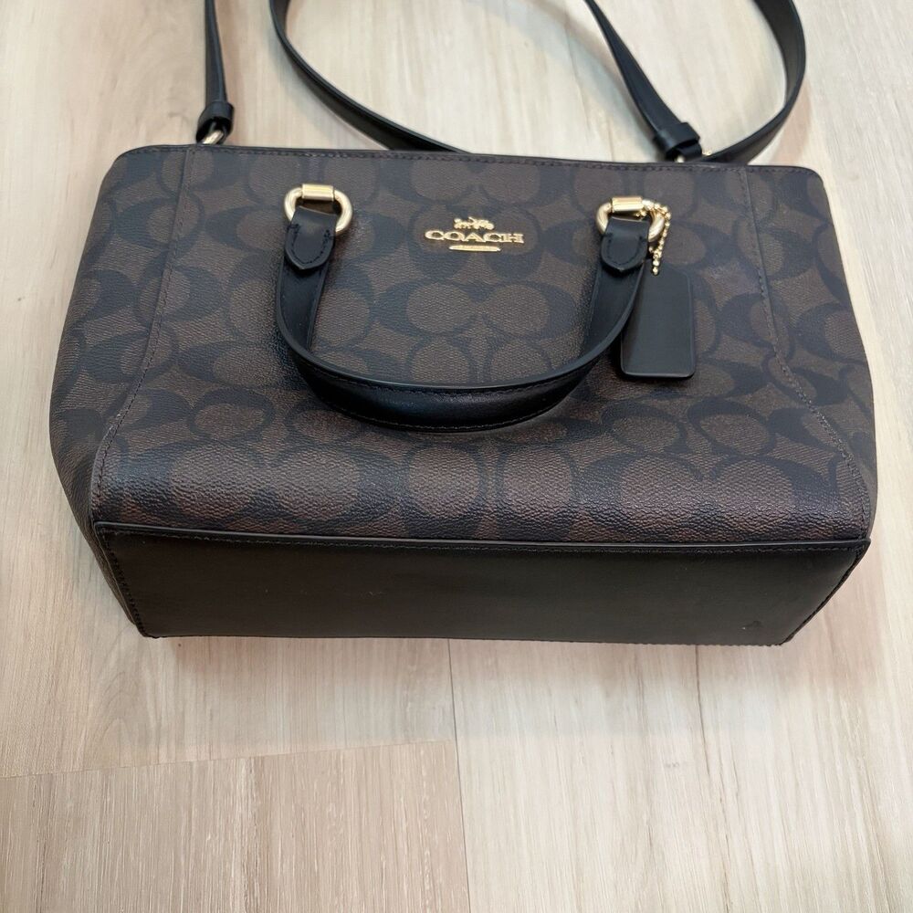 Coach Alice Small Satchel Black Brown Leather Crossbody Purse Gold Hardware - Picture 5 of 11